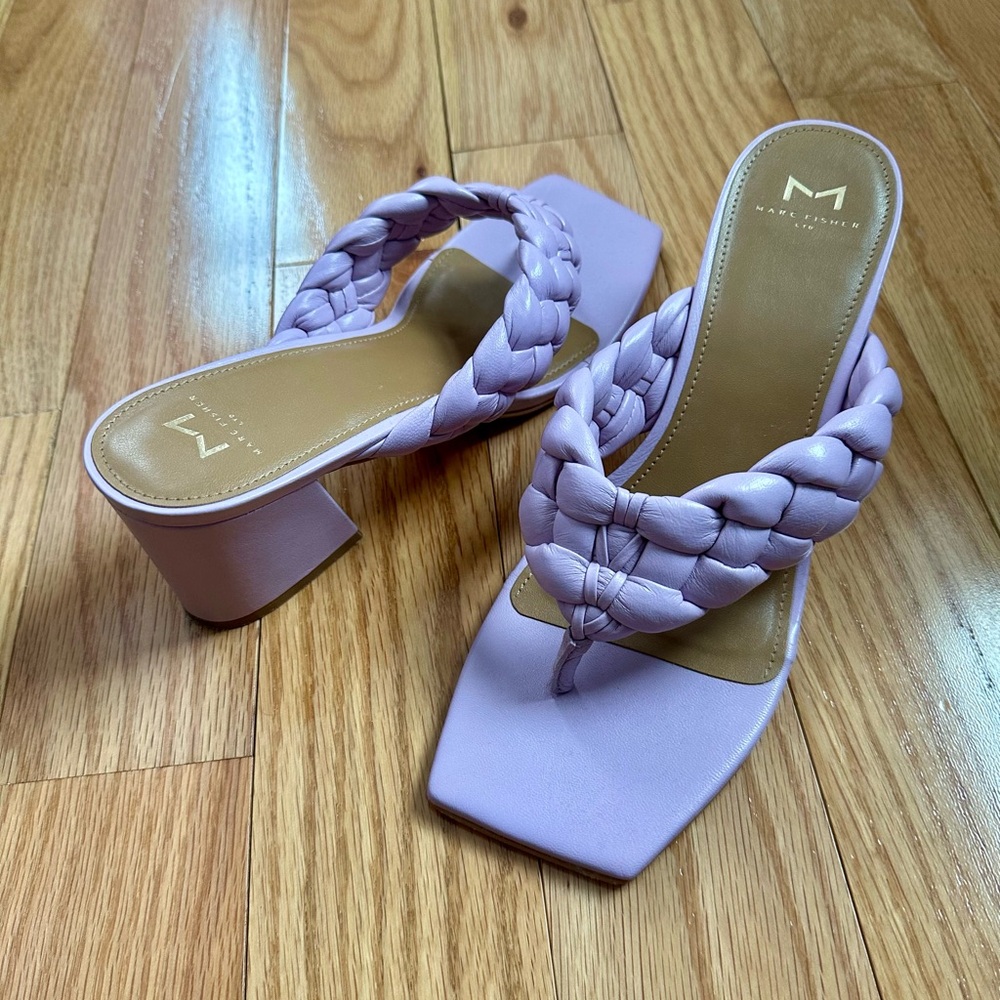 Marc Fisher LTD Lavender Braided Square Toe Block Heel Sandals – Size 9 ✨💜 - Picture 5 of 6